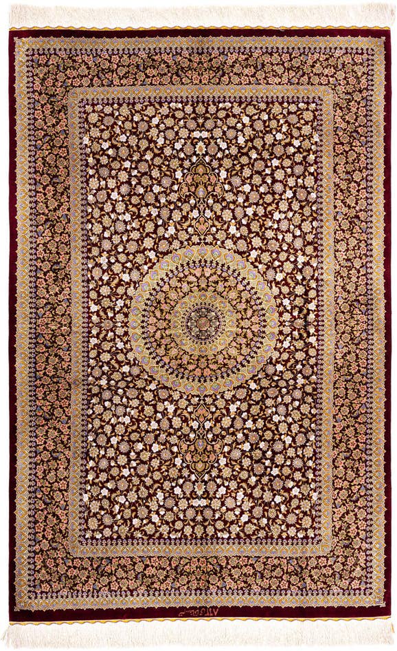 Detail image of 4' 4 x 6' 9 Ghom Silk Rug