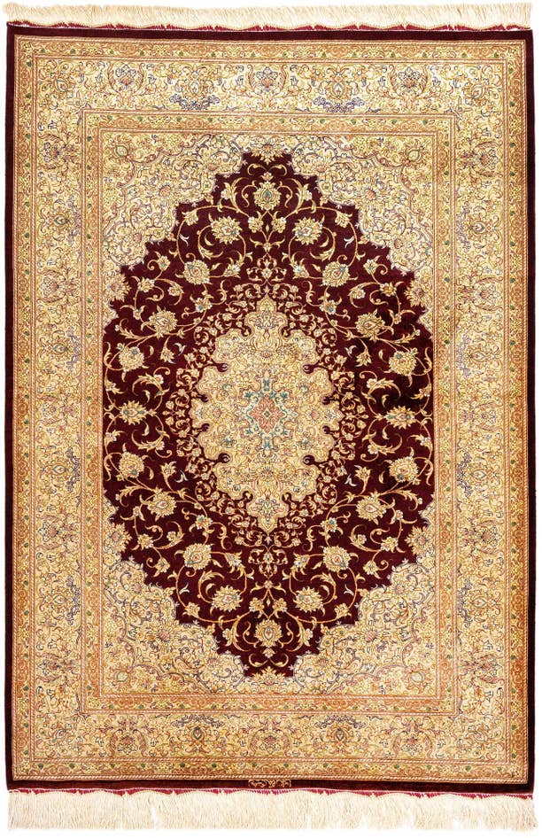 Detail image of 3' 5 x 4' 10 Ghom Silk Rug