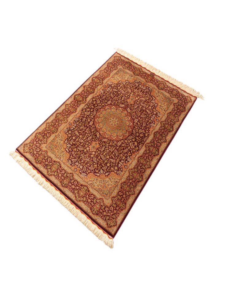 Detail image of 3' 4 x 4' 11 Ghom Silk Rug