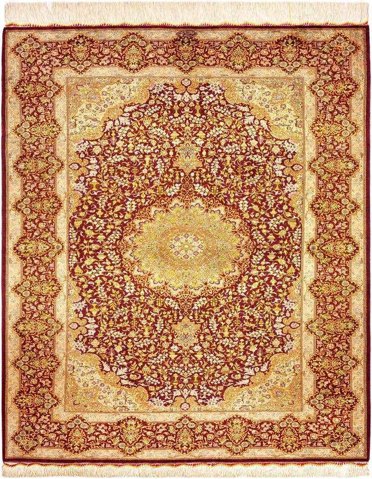 Detail image of 3' 4 x 4' 11 Ghom Silk Rug