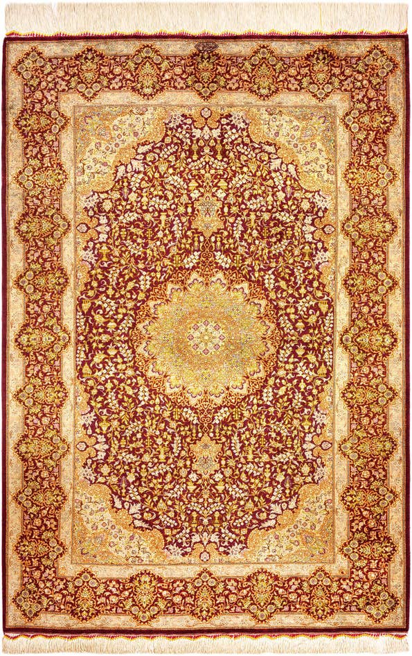 Detail image of 3' 4 x 4' 11 Ghom Silk Rug