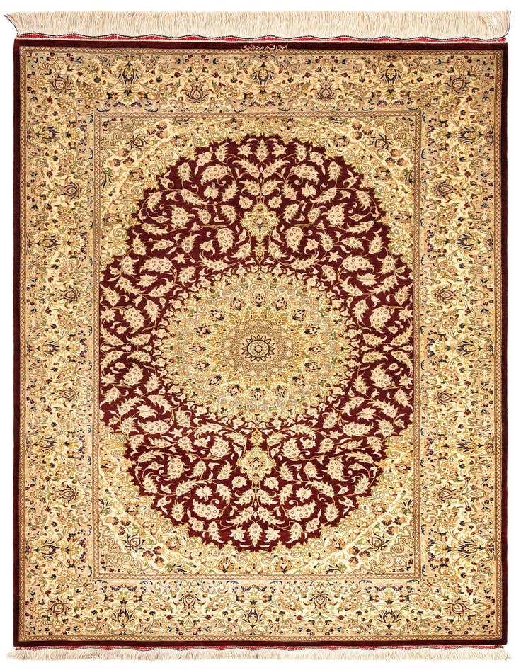 Detail image of 3' 3 x 4' 11 Ghom Silk Rug