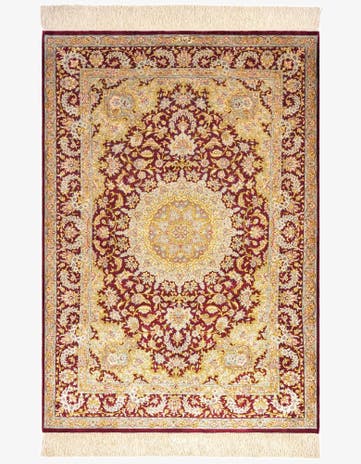 3' 4 x 4' 10 Ghom Silk Rug