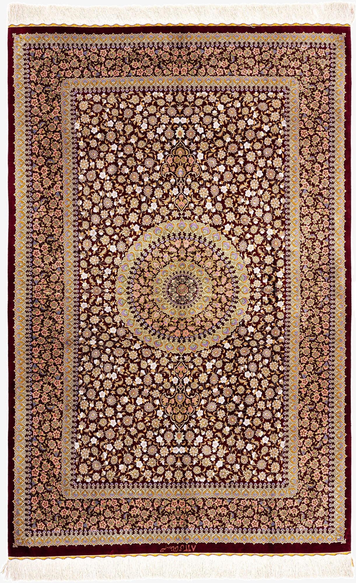 4' 4 x 6' 9 Ghom Silk Rug