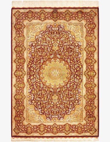 3' 4 x 4' 11 Ghom Silk Rug