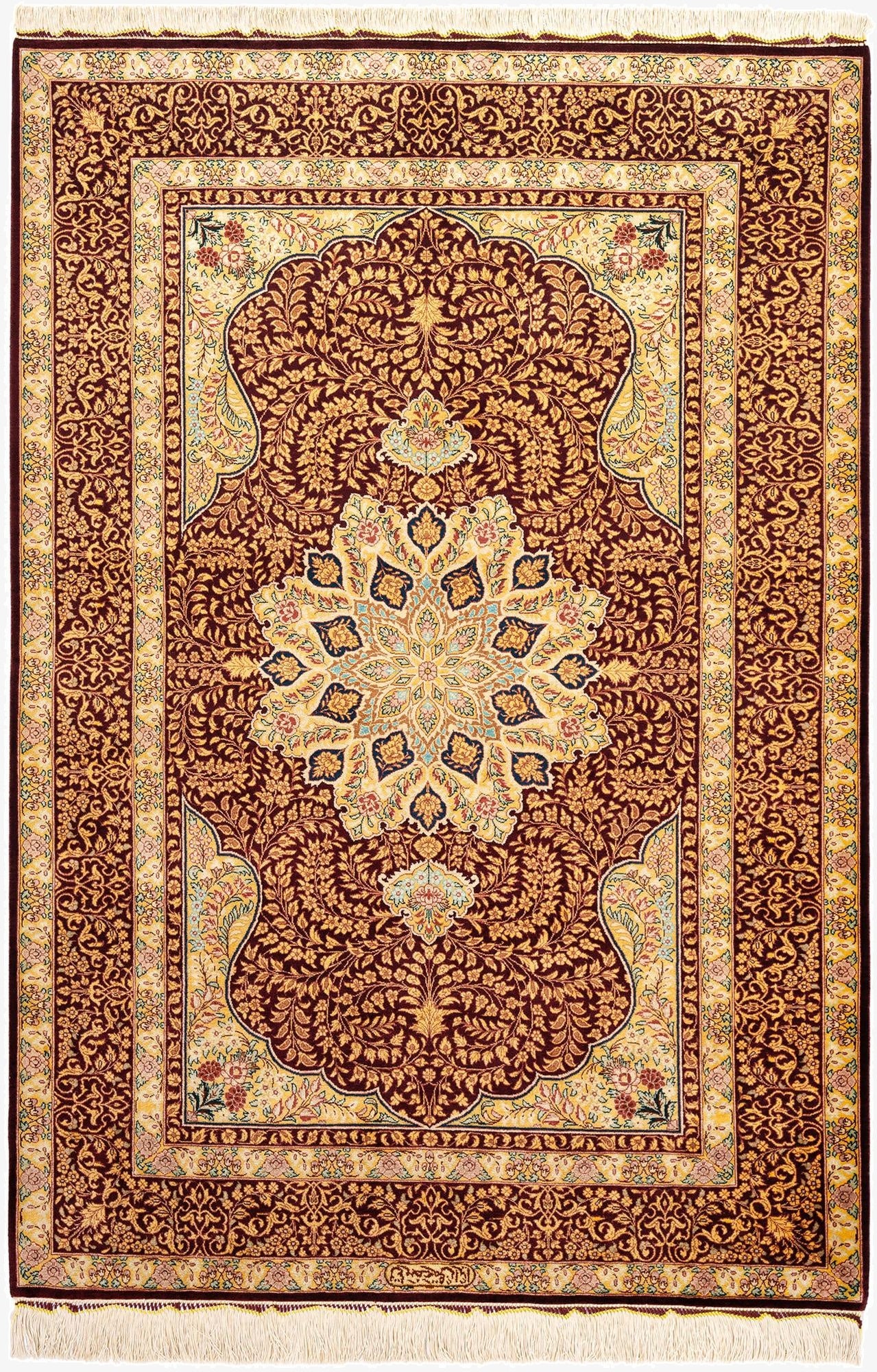 3' 5 x 4' 11 Ghom Silk Rug