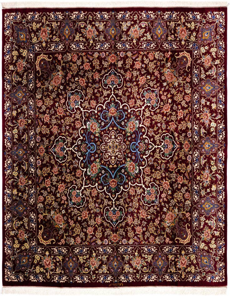 Detail image of 6' 7 x 6' 9 Ghom Silk Square Rug