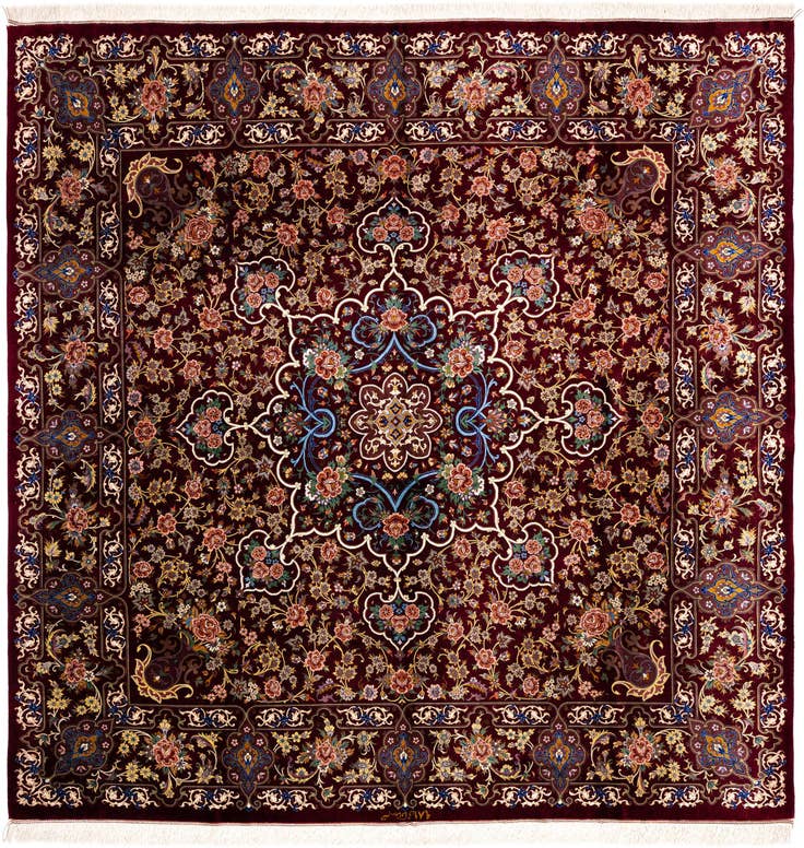 Detail image of 6' 7 x 6' 9 Ghom Silk Square Rug