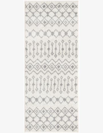 2' x 5' 3 Boswell · Geometric lattice rug, ivory and gray