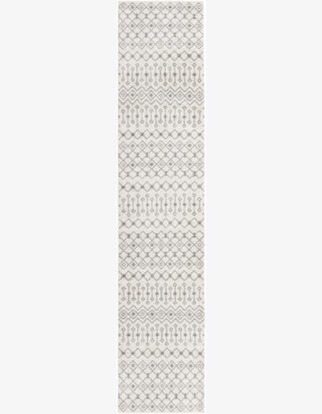 3' 3 x 16' 5 Boswell · Geometric lattice rug, ivory and gray