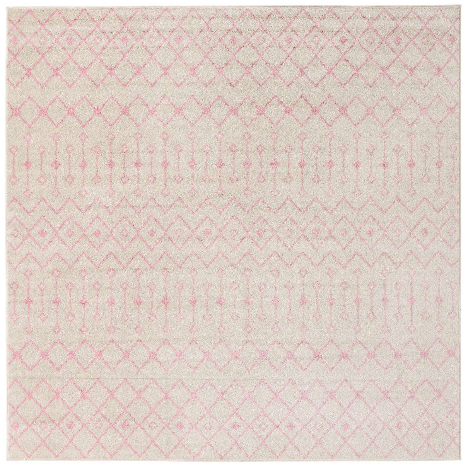 10' x 10' Boswell · Geometric trellis rug, pink and ivory
