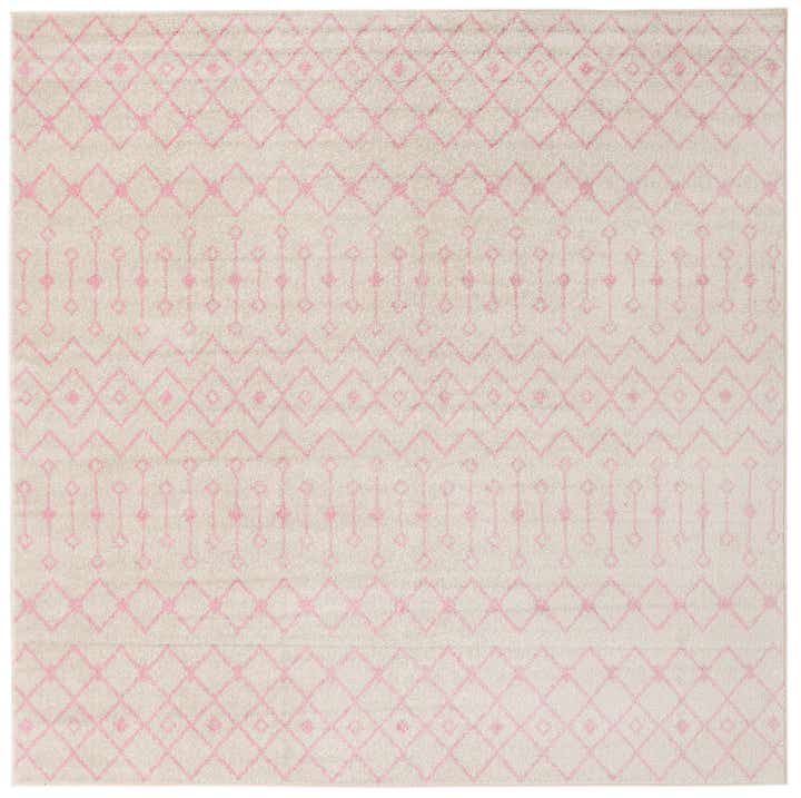 10' x 10' Boswell · Geometric trellis rug, pink and ivory