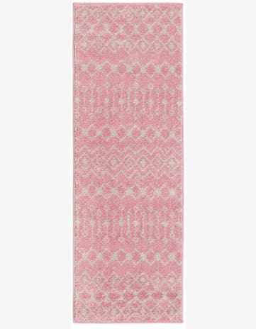 2' x 6' Boswell · Geometric trellis rug, pink and ivory