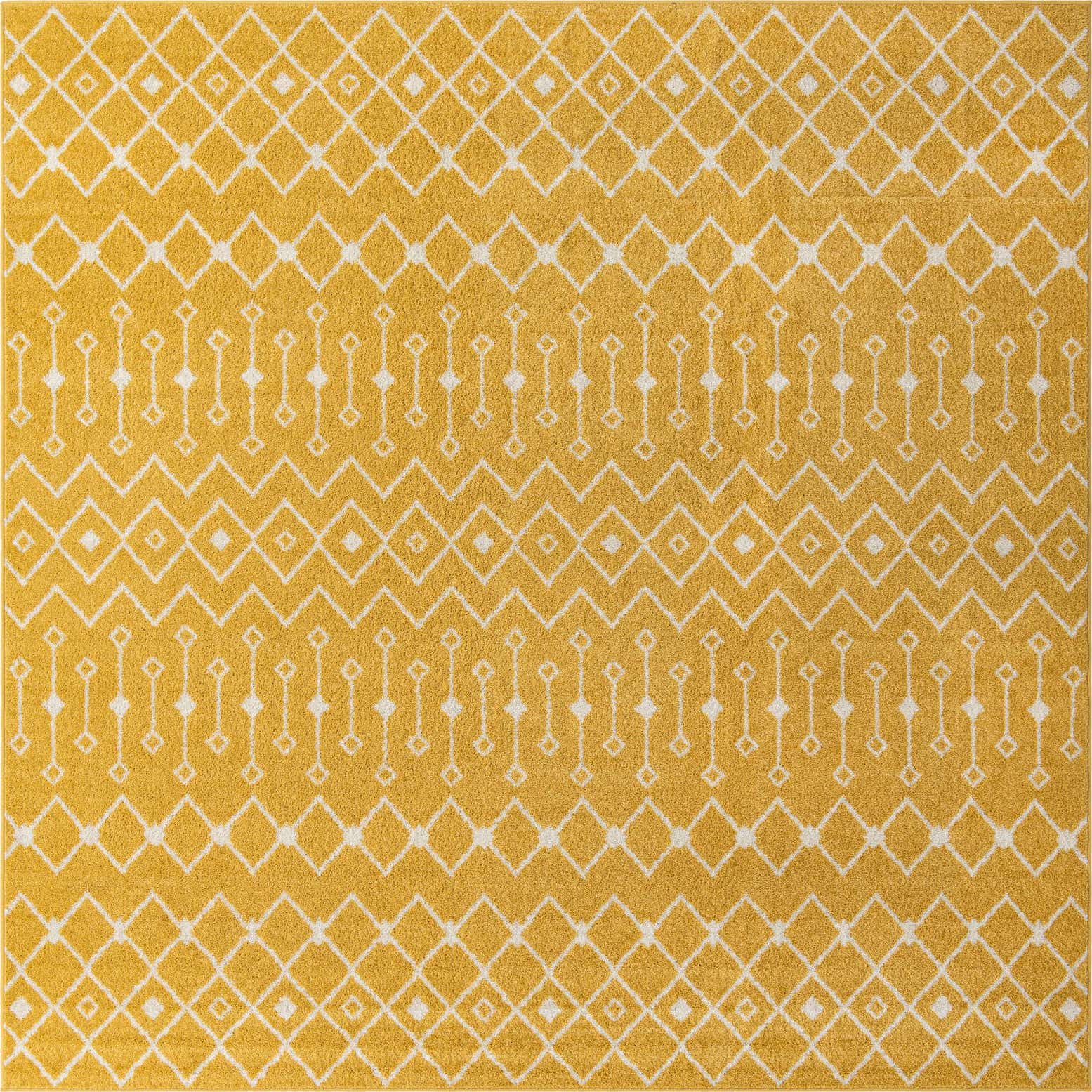 10' x 10' Boswell · Geometric lattice rug, yellow and ivory