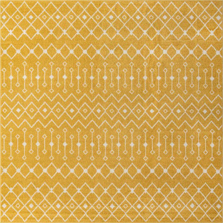 10' x 10' Boswell · Geometric lattice rug, yellow and ivory