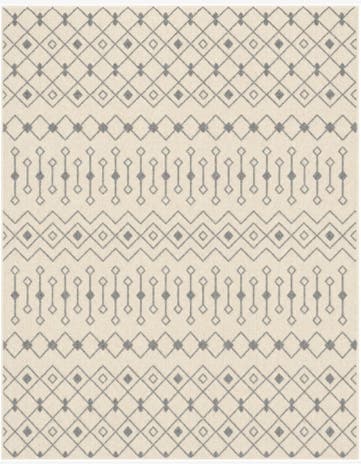 7' 7 x 10' Boswell · Geometric lattice rug, ivory and gray