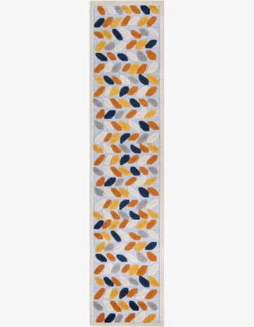 2' x 10' Boyd · Leaf stripe Outdoor Rug, multicolor and gray