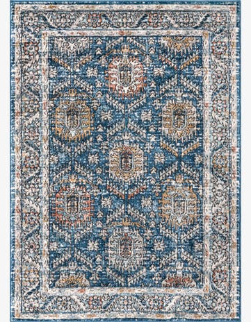 4' x 6' Bozeman · Border rug, blue