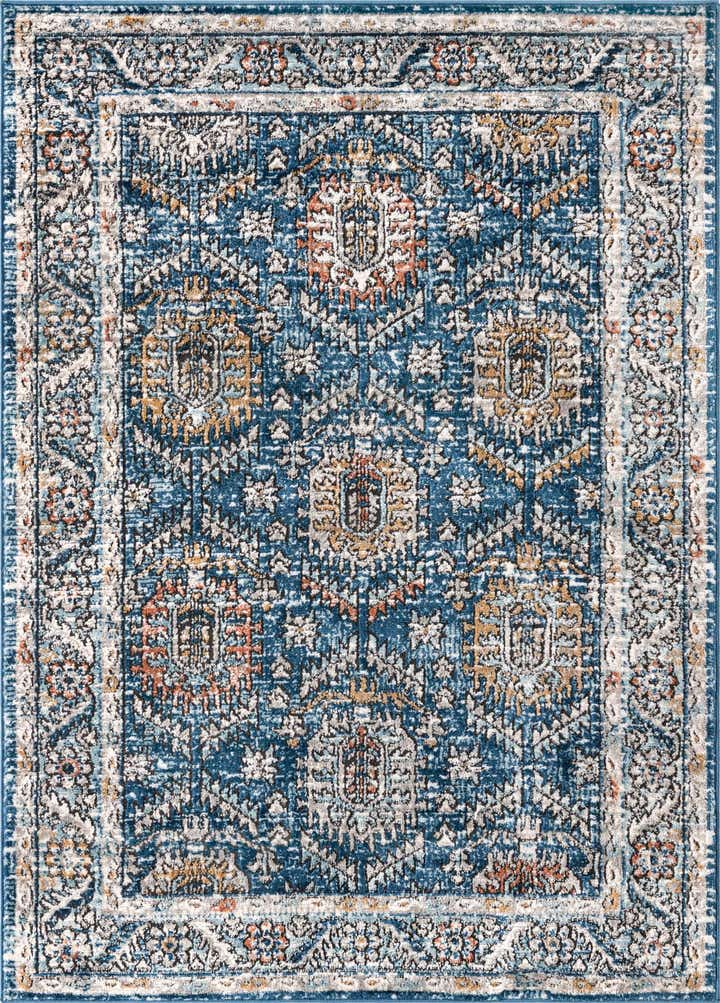 4' x 6' Bozeman · Border rug, blue