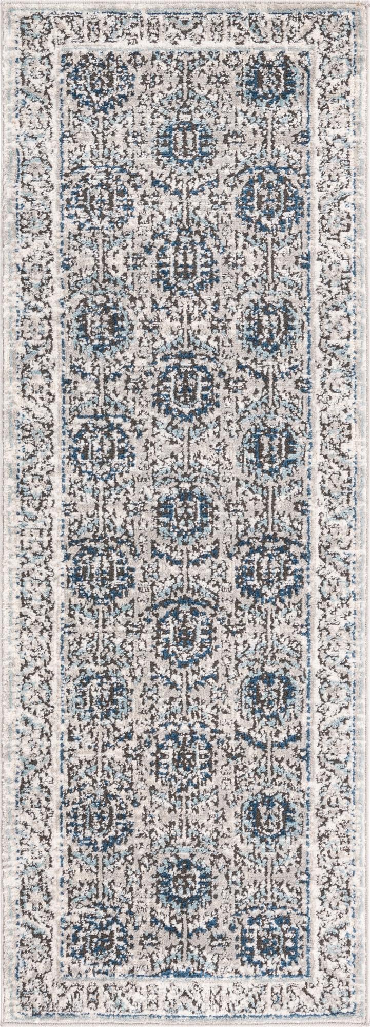 Bozeman · Tribal medallion rug, gray and blue