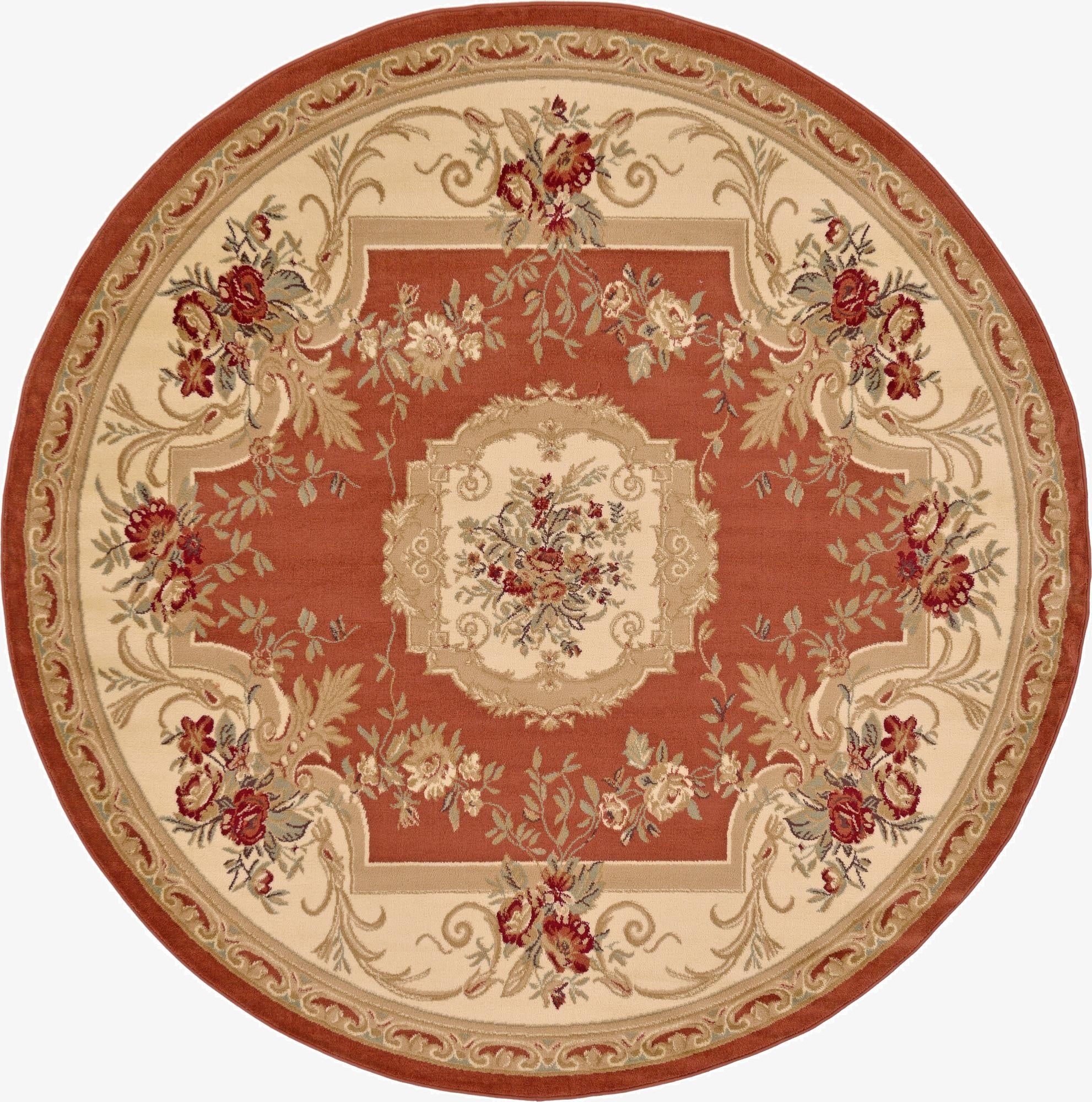 7' 10 x 7' 10 Classic Aubusson Round Rug