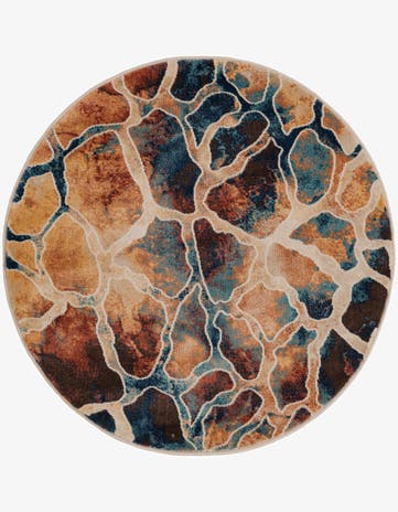 Brick Red Ethereal Round Rug