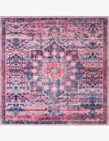 Brick Washable Renaissance Square Rug