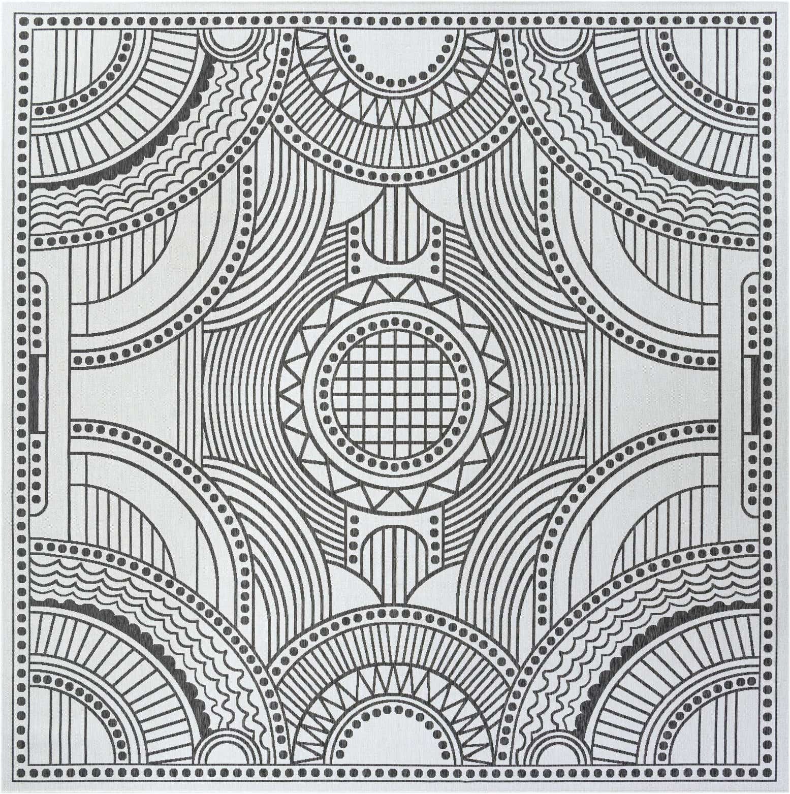 13' x 13' Brough · Geometric Outdoor Rug, white and black