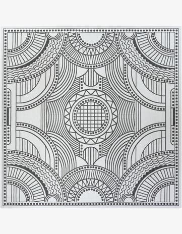 13' x 13' Brough · Geometric Outdoor Rug, white and black
