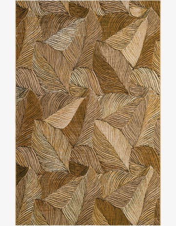 Brown and Beige Easy-Clean Botanical Indoor / Outdoor Rug