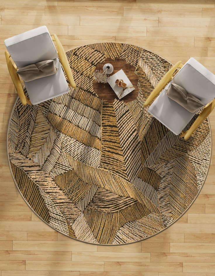 Detail image of 4' x 4'  Washable Botanical Indoor / Outdoor Round Rug