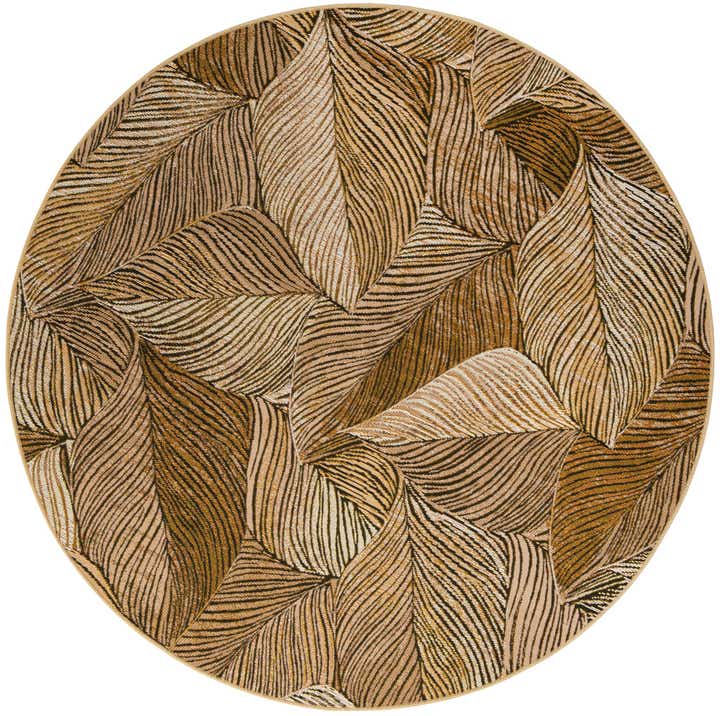 5' 3 x 5' 3 Easy-Clean Botanical Indoor / Outdoor Round Rug