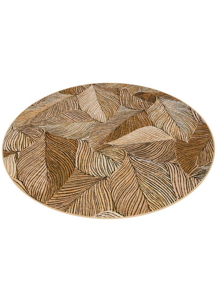 5' 3 x 5' 3 Easy-Clean Botanical Indoor / Outdoor Round Rug
