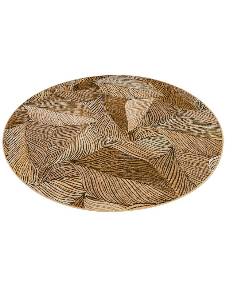 Detail image of 5' 3 x 5' 3  Washable Botanical Indoor / Outdoor Round Rug
