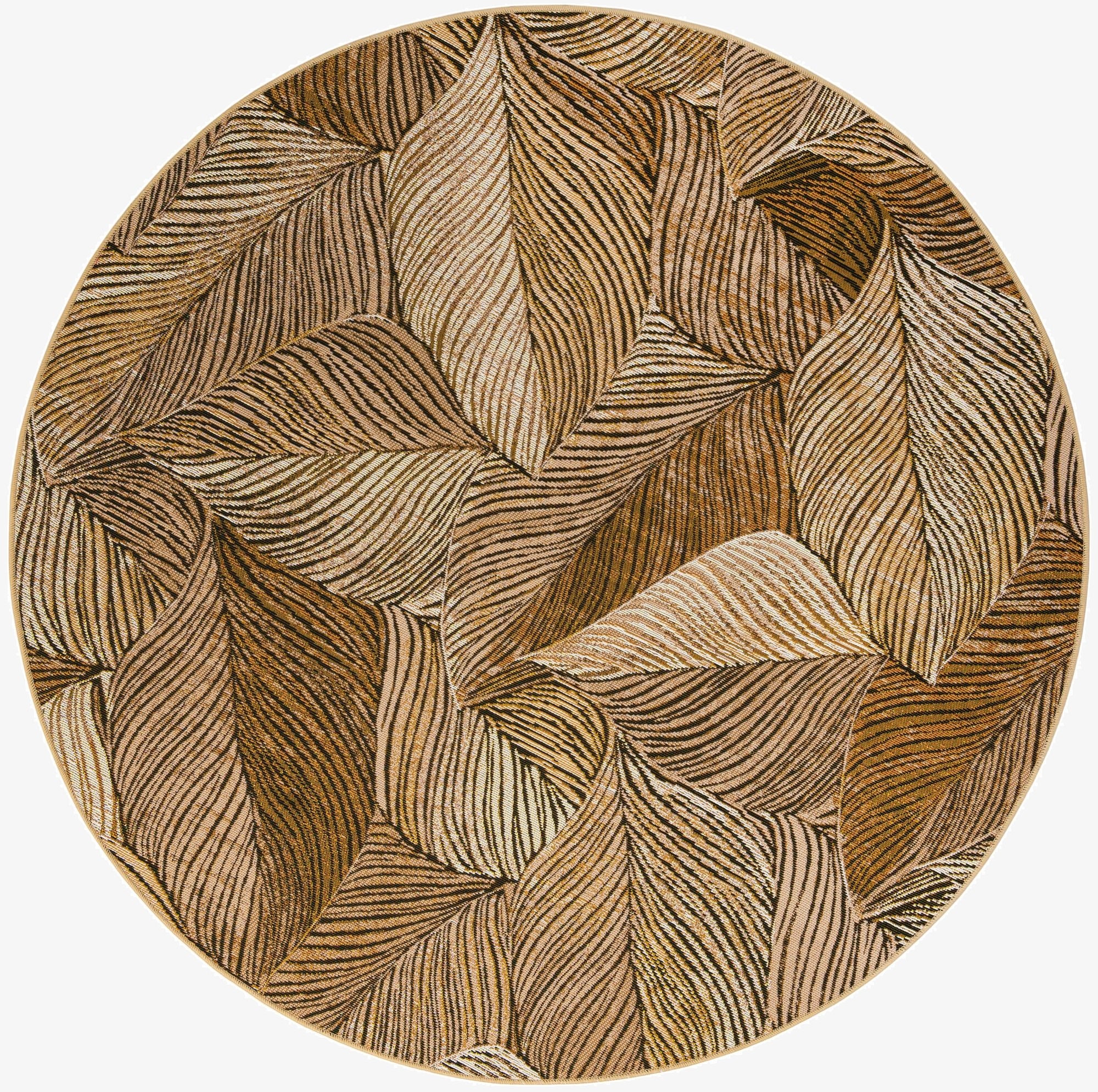 5' 3 x 5' 3  Washable Botanical Indoor / Outdoor Round Rug