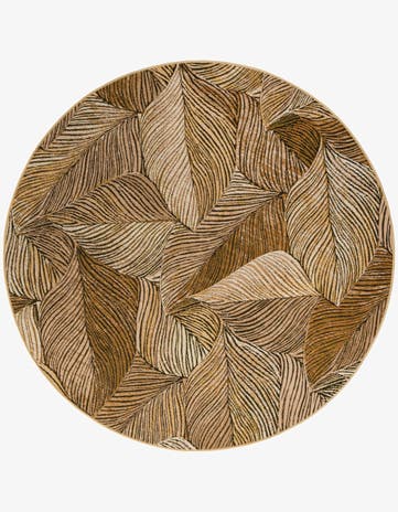 5' 3 x 5' 3 Easy-Clean Botanical Indoor / Outdoor Round Rug