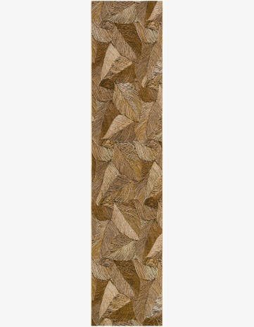 Brown and Beige Easy-Clean Botanical Indoor / Outdoor Runner Rug