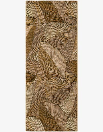Brown and Beige Easy-Clean Botanical Indoor / Outdoor Runner Rug