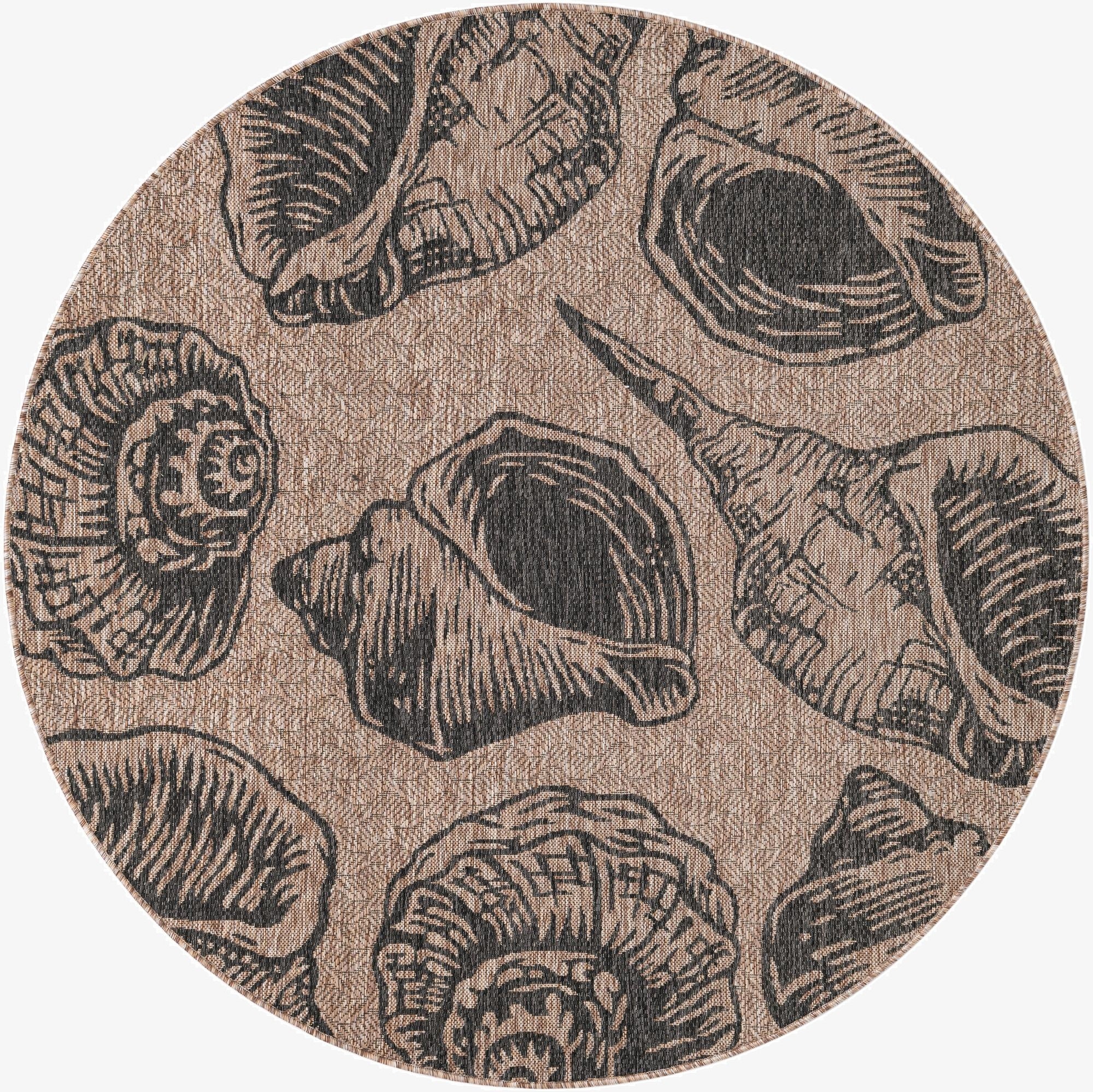 6' x 6'  Washable Coastal Indoor / Outdoor Round Rug