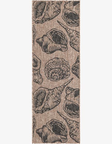 Brown and Black Easy-Clean Coastal Indoor / Outdoor Runner Rug