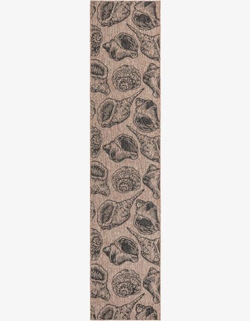 Brown and Black Easy-Clean Coastal Indoor / Outdoor Runner Rug