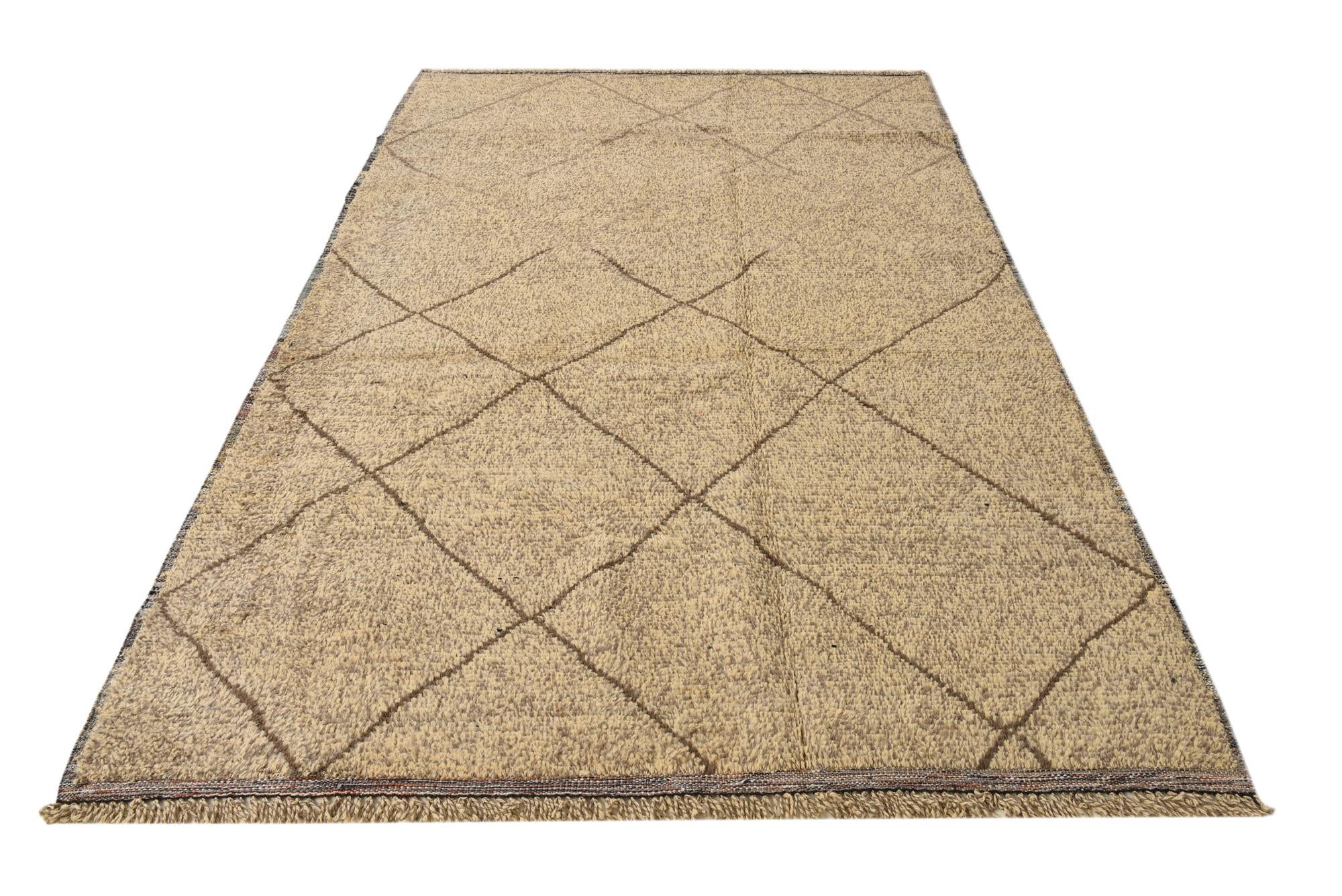 190cm x 295cm anudado a mano marroquí Alfombra Lana