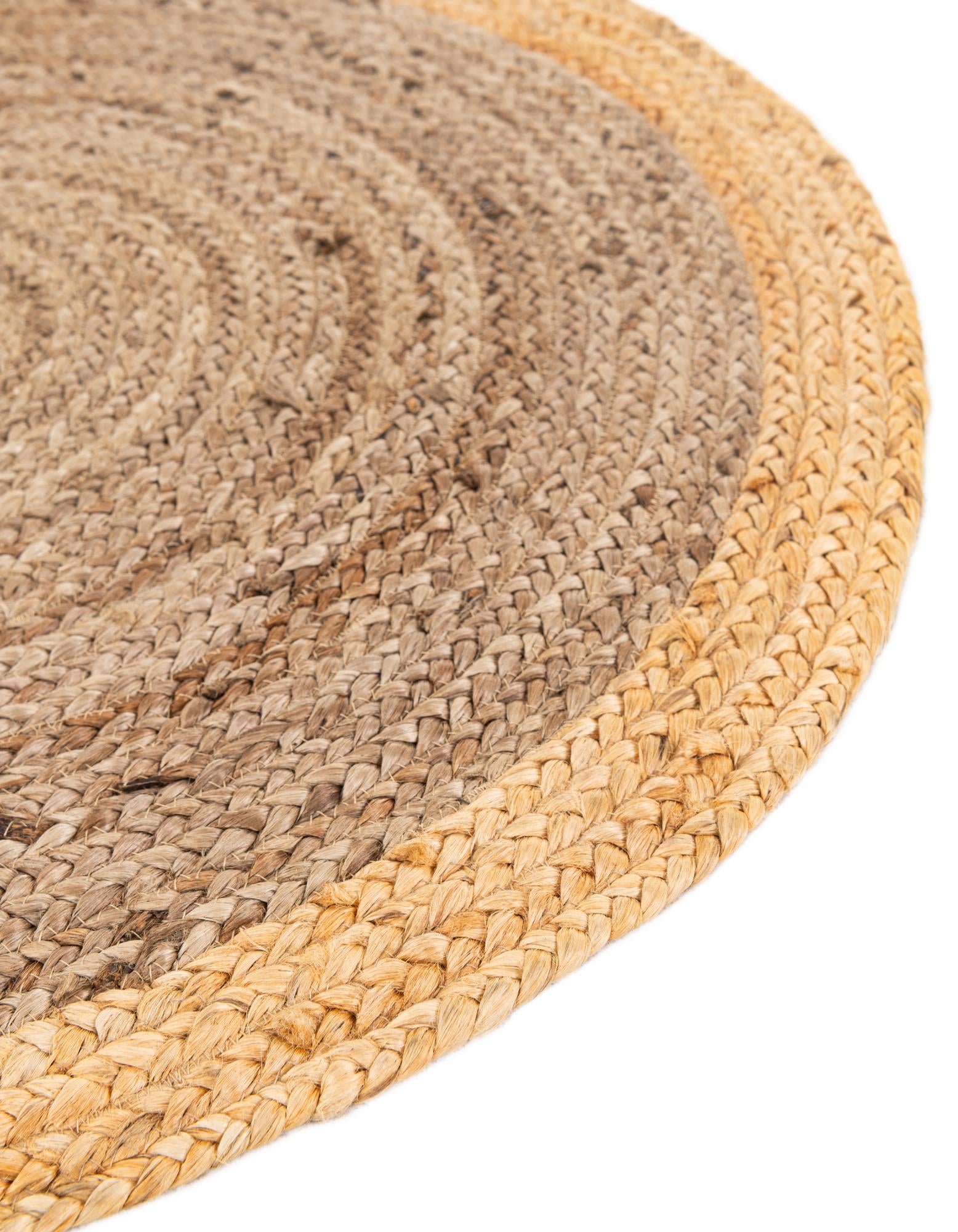 5' 3 x 8' Handmade Braided Jute Oval Rug