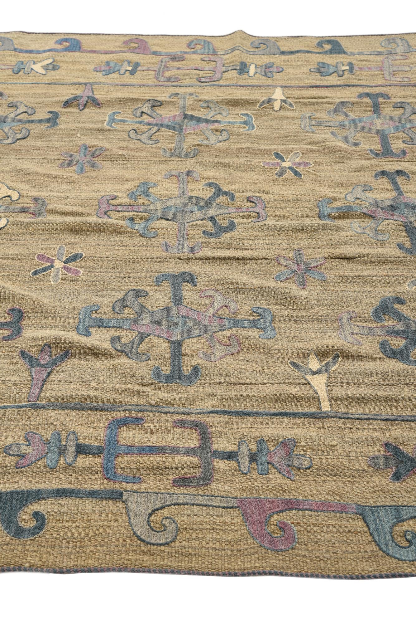 5' 9 x 7' Hand Woven Kilim Suzani Wool Rug