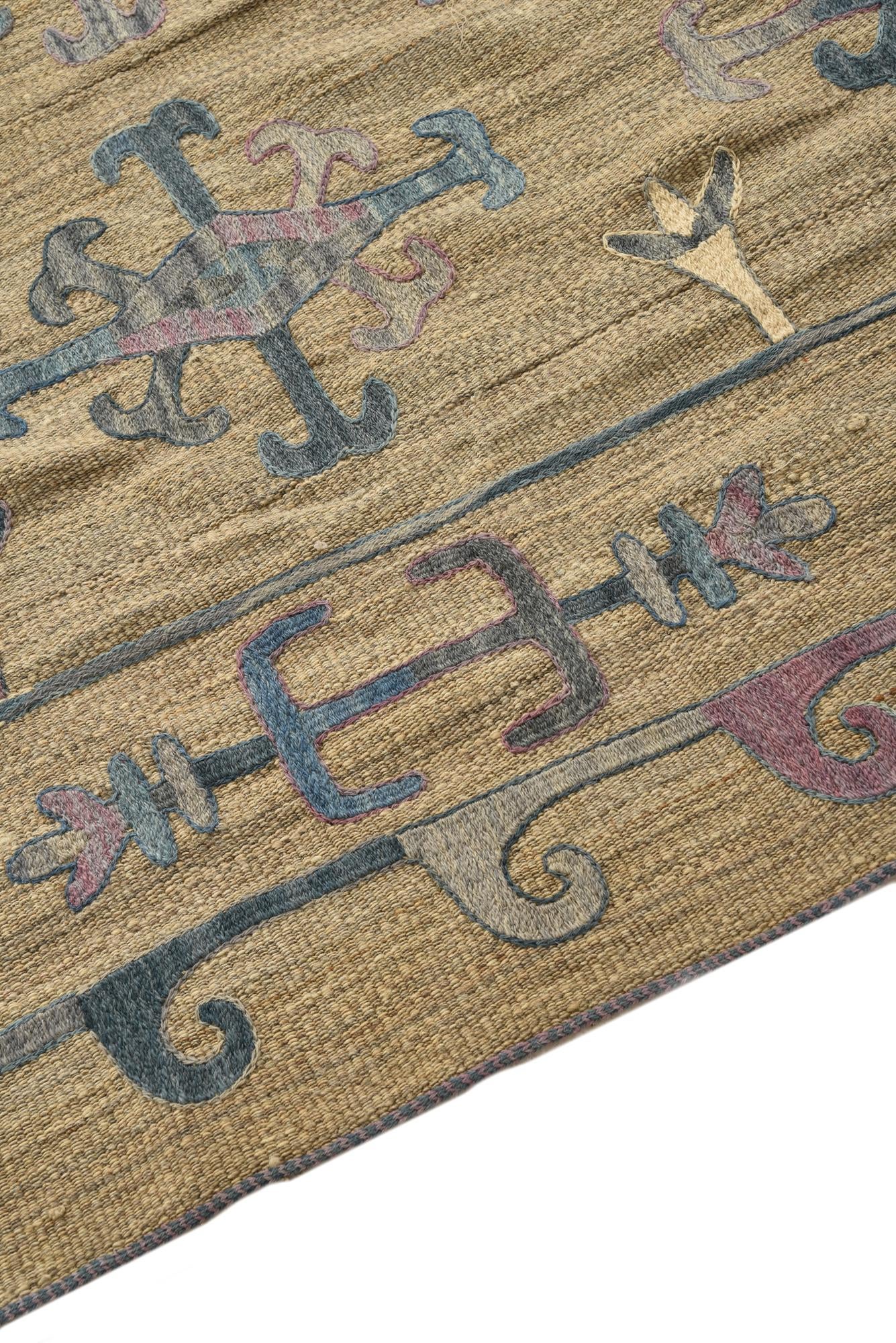 5' 9 x 7' Hand Woven Kilim Suzani Wool Rug