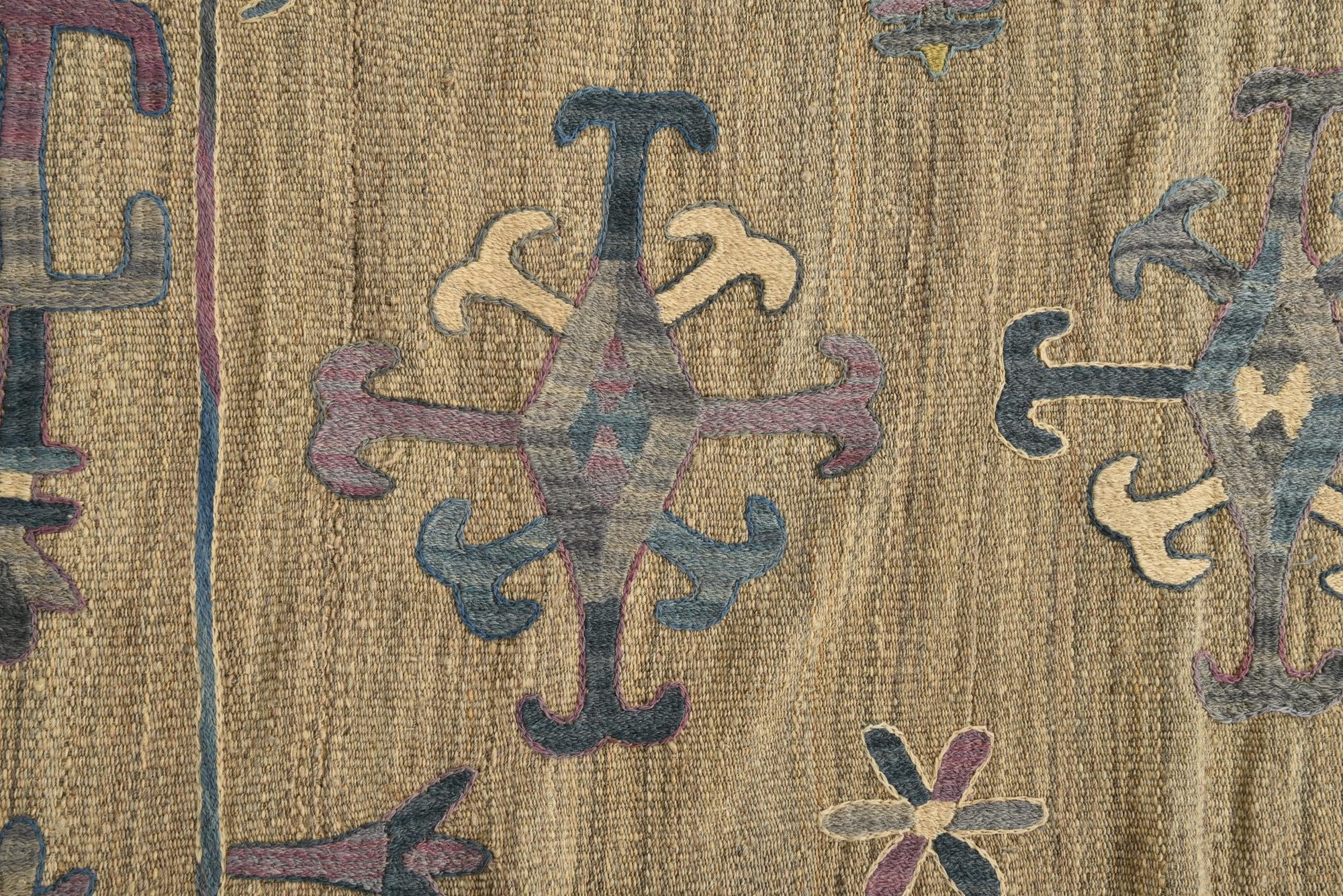 5' 9 x 7' Hand Woven Kilim Suzani Wool Rug
