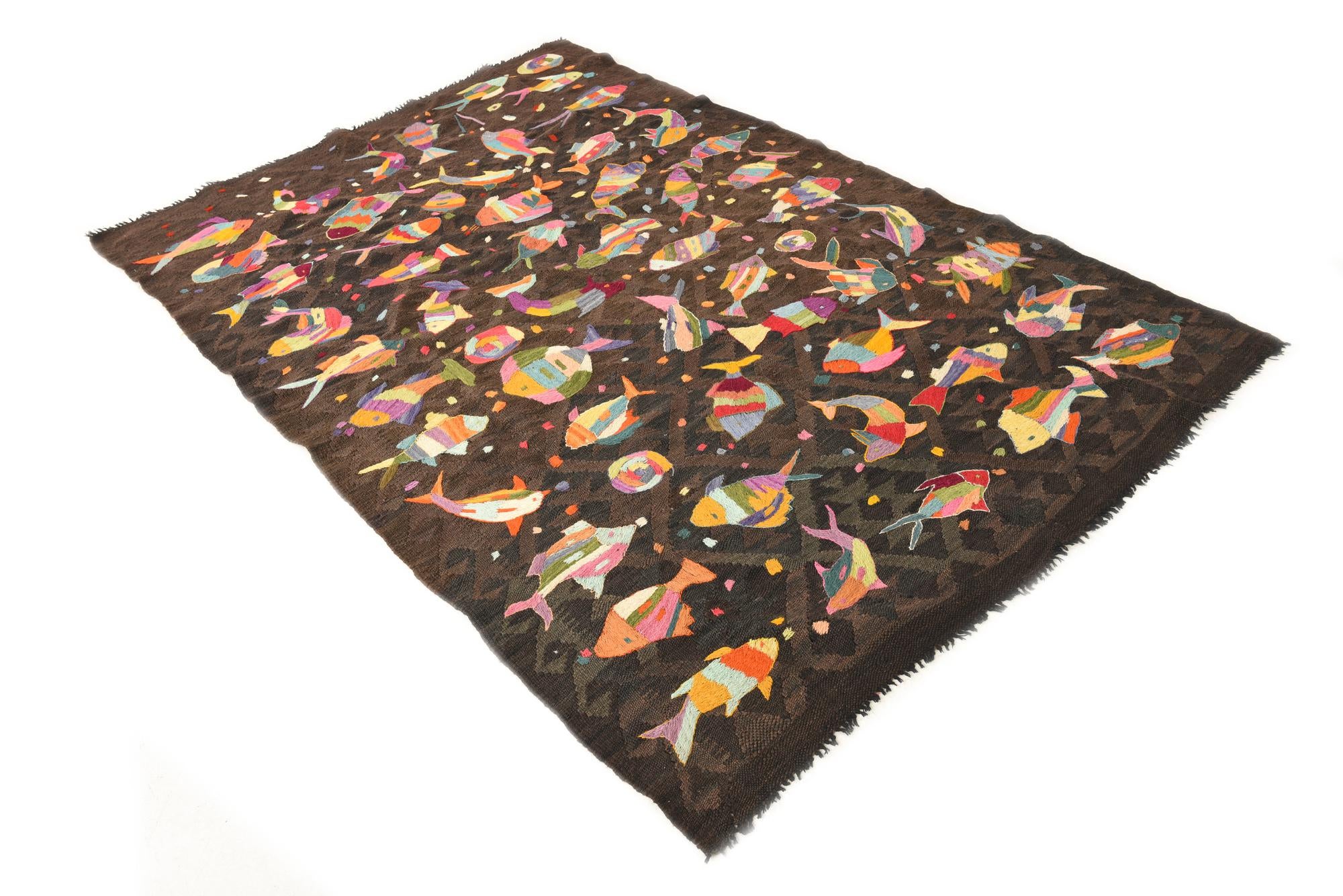 4' 10 x 7' 6 Hand Woven Kilim Suzani Wool Rug