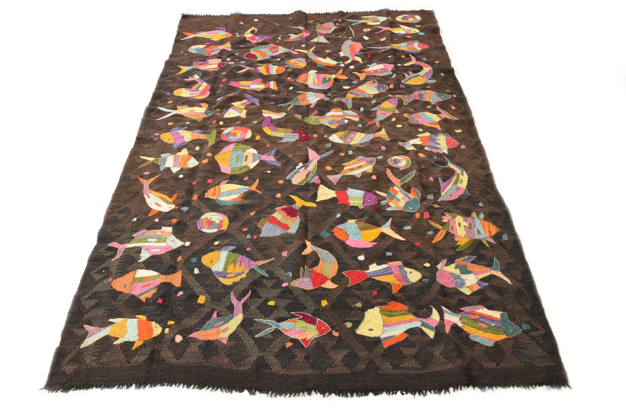 4' 10 x 7' 6 Hand Woven Kilim Suzani Wool Rug
