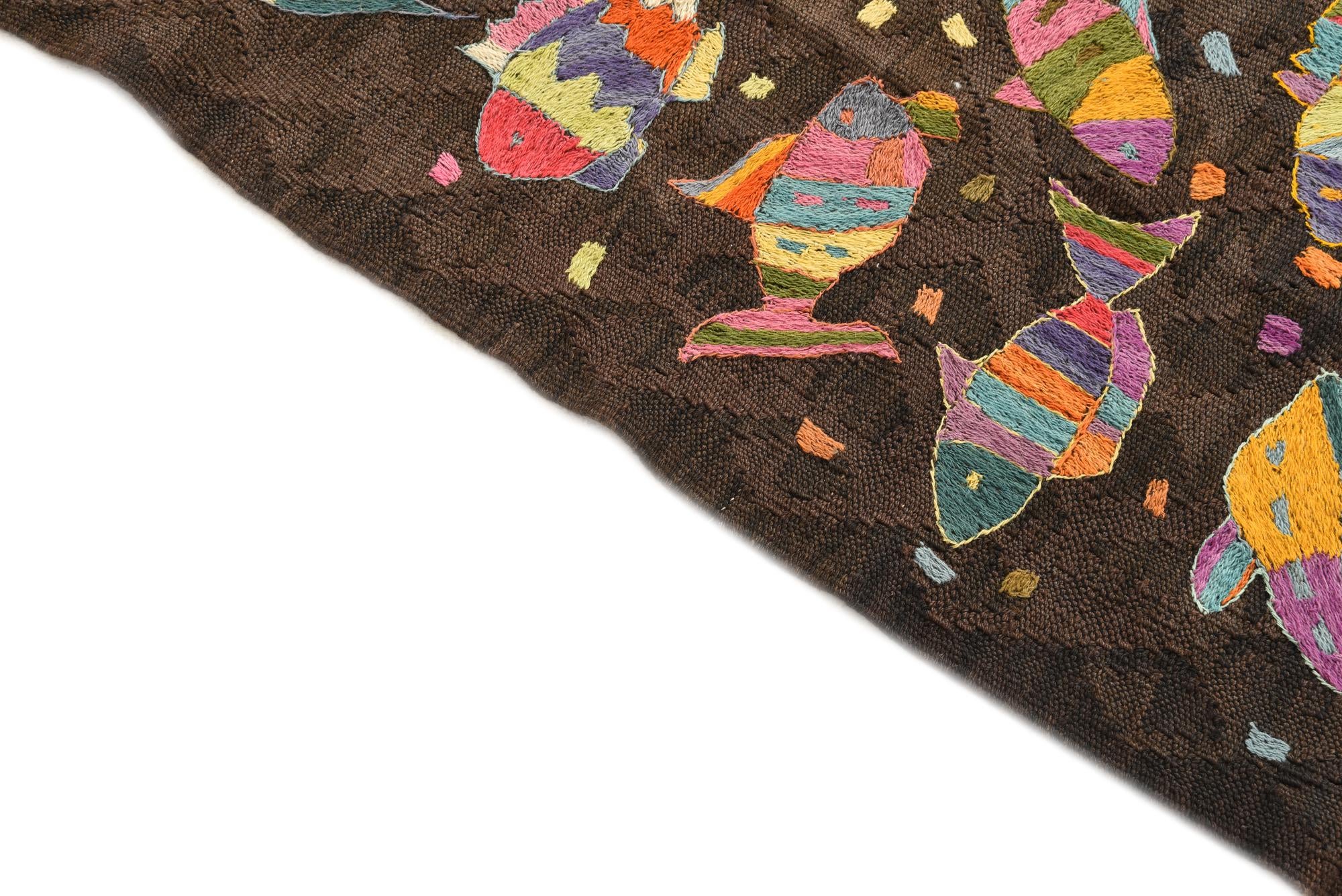 4' 10 x 7' 6 Hand Woven Kilim Suzani Wool Rug