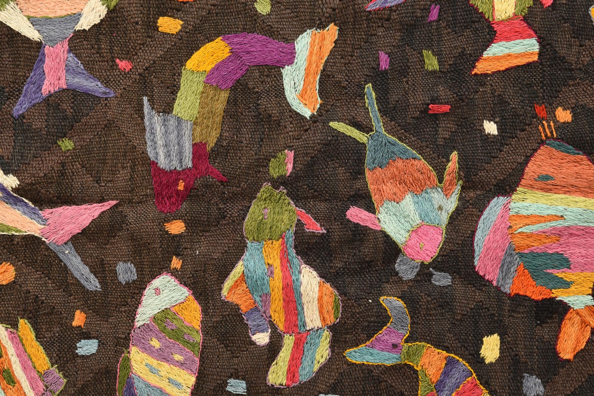 4' 10 x 7' 6 Hand Woven Kilim Suzani Wool Rug